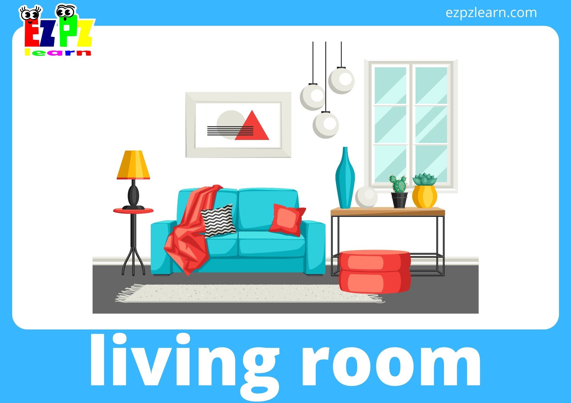 living room room flashcard